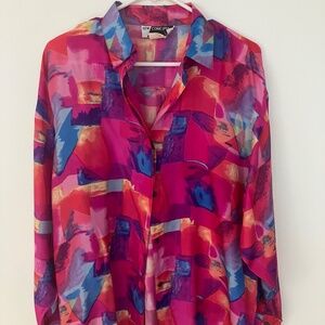 Vintage "New Concepts" 100% silk print blouse size M